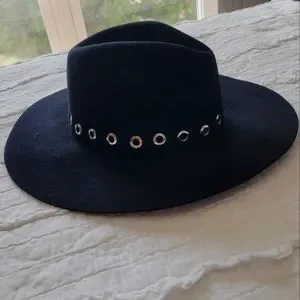 ??HP?? All Saints NWT Floppy Fedora 100% Wool Black Wool w/ Nickel Eyelets ASSQI Women main image 4